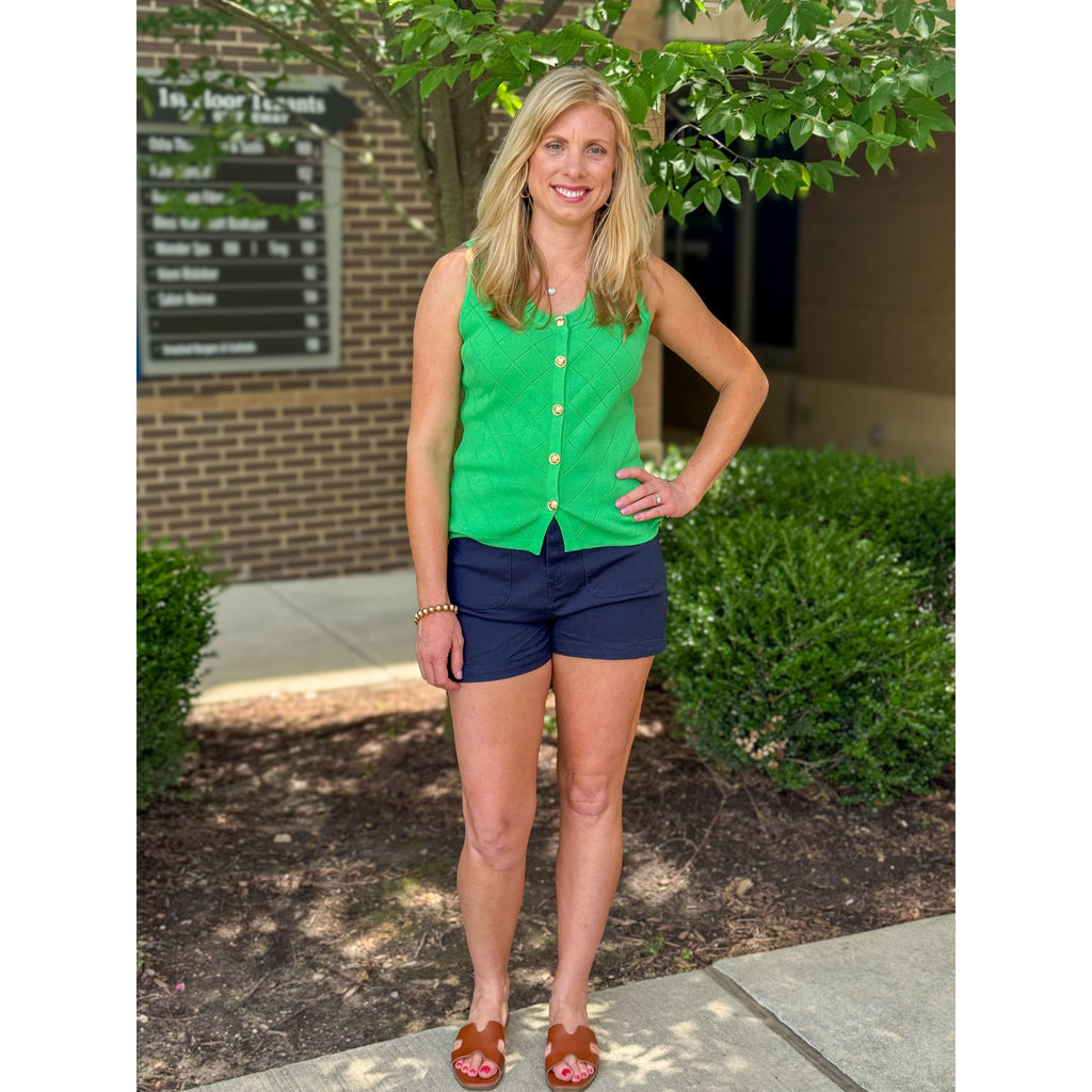 Amy Sleeveless Knit Sweater Vest - Green