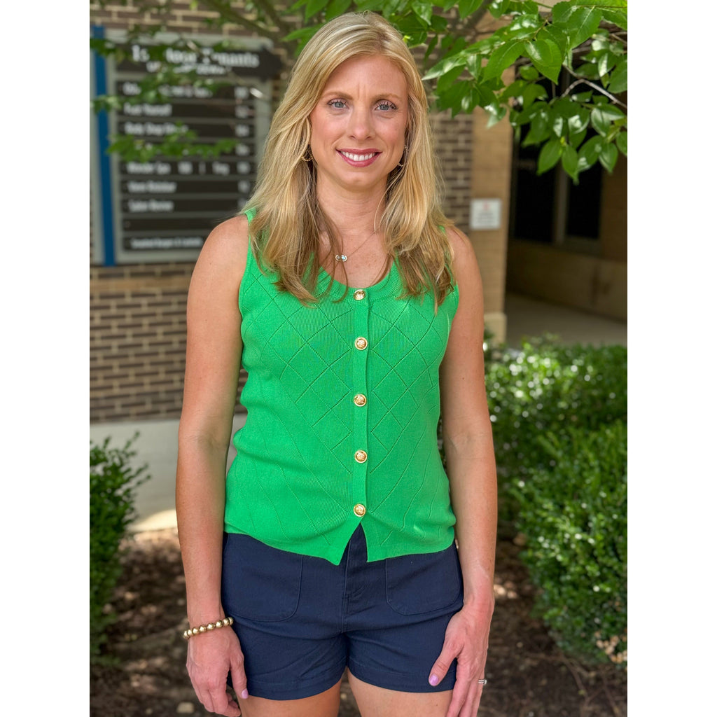 Amy Sleeveless Knit Sweater Vest - Green