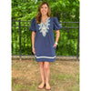 Marley Embroidered Detail Mini Dress - Navy