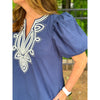 Marley Embroidered Detail Mini Dress - Navy
