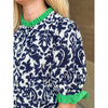 Trina Abstract Print Short Sleeve Top - Navy