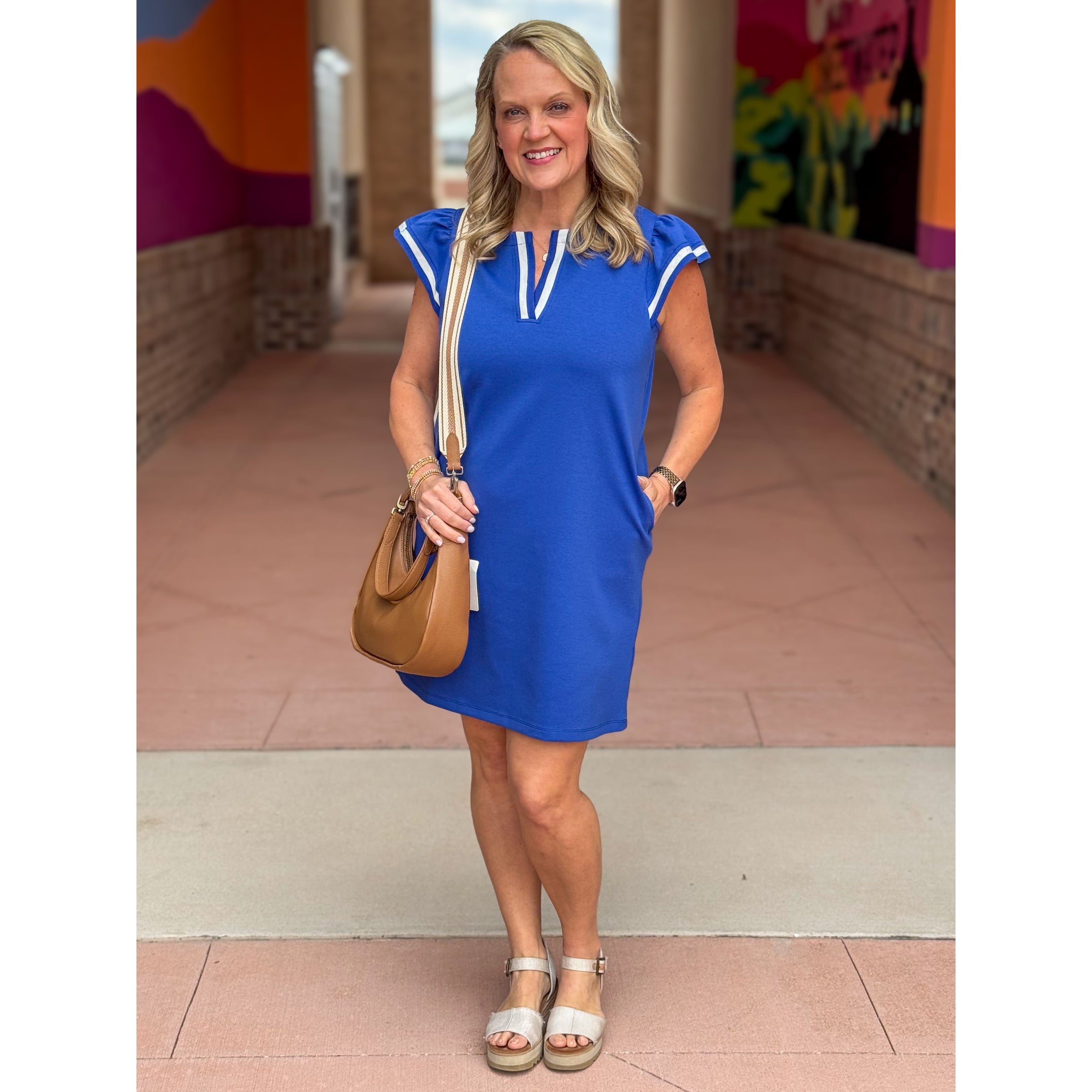 Jenny Ruffle Cap Sleeve Scuba Dress