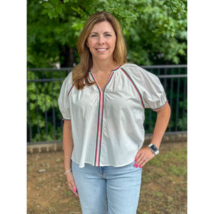 Stacey Stitch Detailed Blouse - White