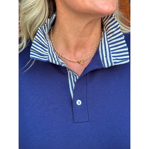 Marti Short Sleeve Pullover Polo Dress - Navy