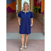 Marti Short Sleeve Pullover Polo Dress - Navy