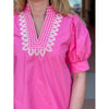 Katelyn Embroidered Puff Sleeve Top - Pink