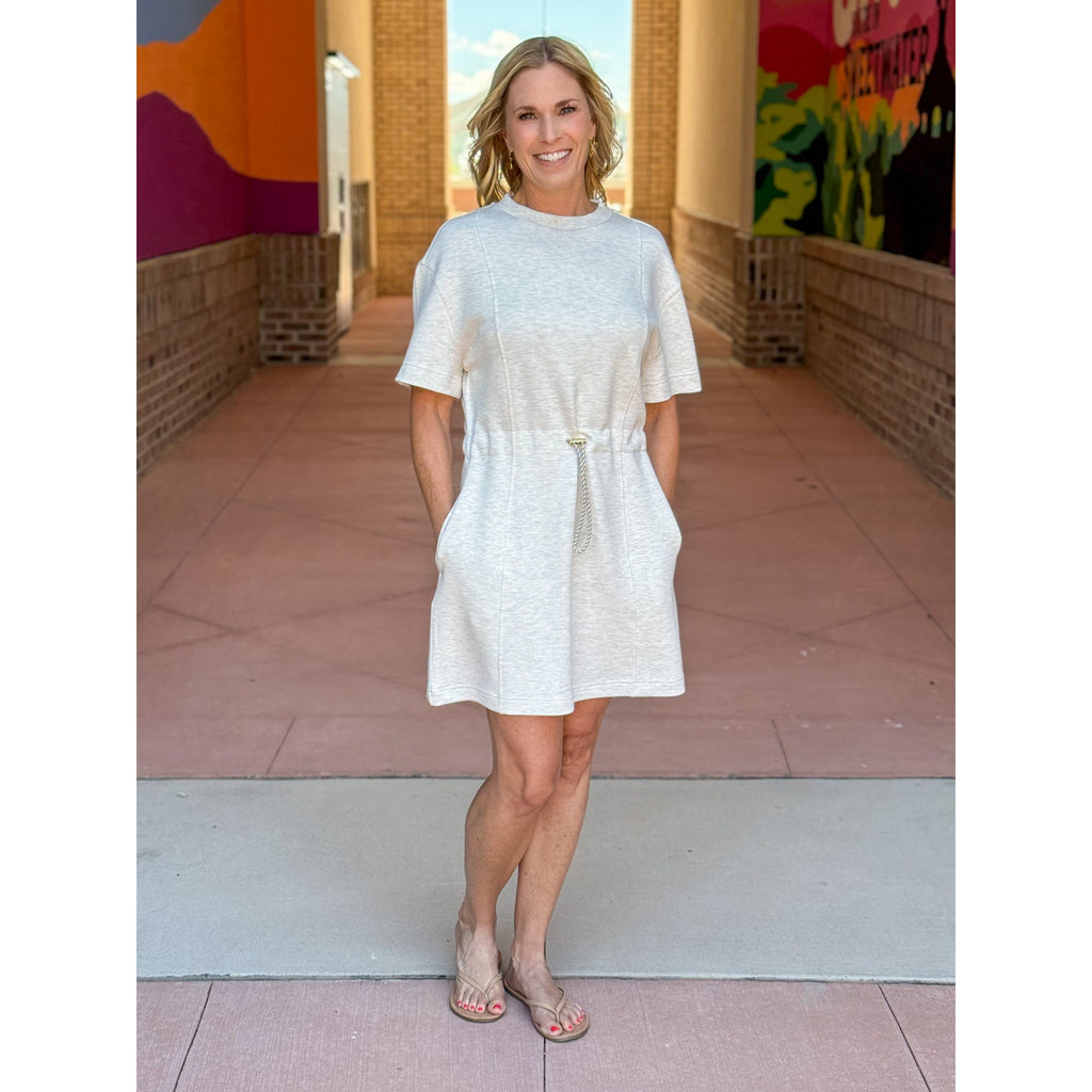 Maple DoubleSoft® Cinch Waist Dress - Ivory Marl
