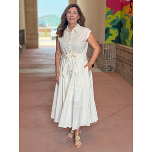 Claudine Button Down Dress - Milk White