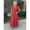 Amberlyn V-Neck Bubble Sleeve Tiered Maxi Dress - Brick