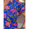 Wenday Floral Ruffle Neck Blouse - Blue-Multi