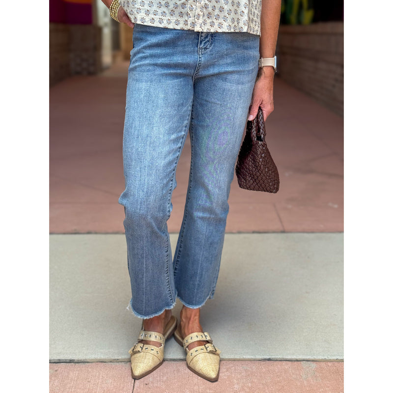 Mica Super High Rise Bootcut Crop Tummy Tuck Jeans - Allure