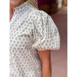 Carissa Floral Puffed Sleeve Blouse - Cream