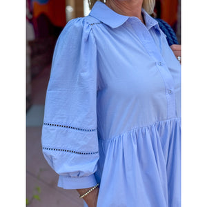 Beatrice Eyelet Midi Dress - Chambray