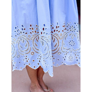 Beatrice Eyelet Midi Dress - Chambray