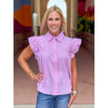 Tanya Smocked Stripe Top - Pink/Blue