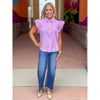 Tanya Smocked Stripe Top - Pink/Blue