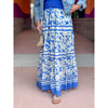 Lissy Floral Print Tiered Maxi Skirt- Blue/White