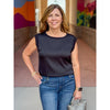 Liverpool Sleeveless Woven to Knit Top - Black