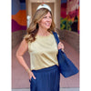 Liverpool Sleeveless Woven to Knit Top - Pale Gold