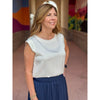 Liverpool Sleeveless Woven to Knit Top - Whipped Cream