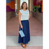 Liverpool Tiered Woven Maxi Skirt with Smocked Waistband - Dark Navy