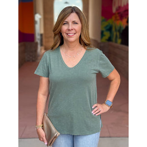 Z Supply Lively Relaxed V-Neck Tee - Hunter Green