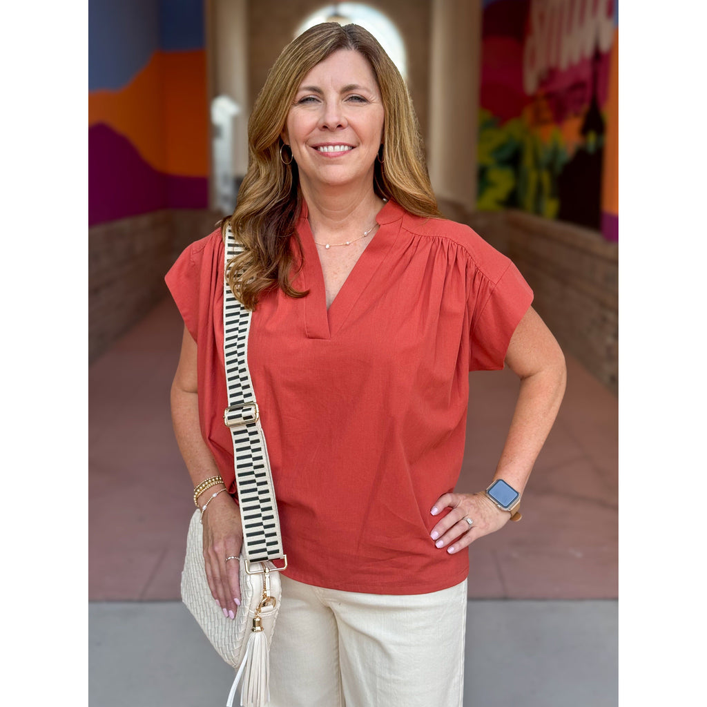 Leah Tunic Blouse - Rust