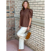 Charley Puff Shoulder Short Sleeve Blouse - Brown