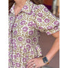 Rachael Floral Print Button Front Midi Dress - Purple