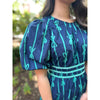 Carly Ribbon Print Dress - Navy/Green