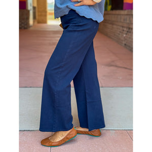 Suni High Waisted Wide Leg Pants - Navy