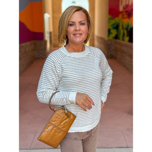 Rachel Striped Pullover Sweater - Taupe