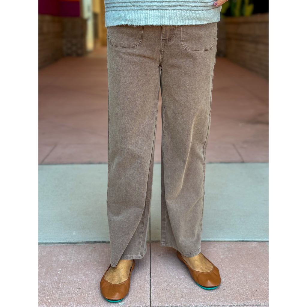 Suni High Waisted Wide Leg Pants - Brown