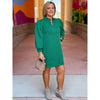 Mona Textured Dress with Frill Split V-Neck - Hunter Green