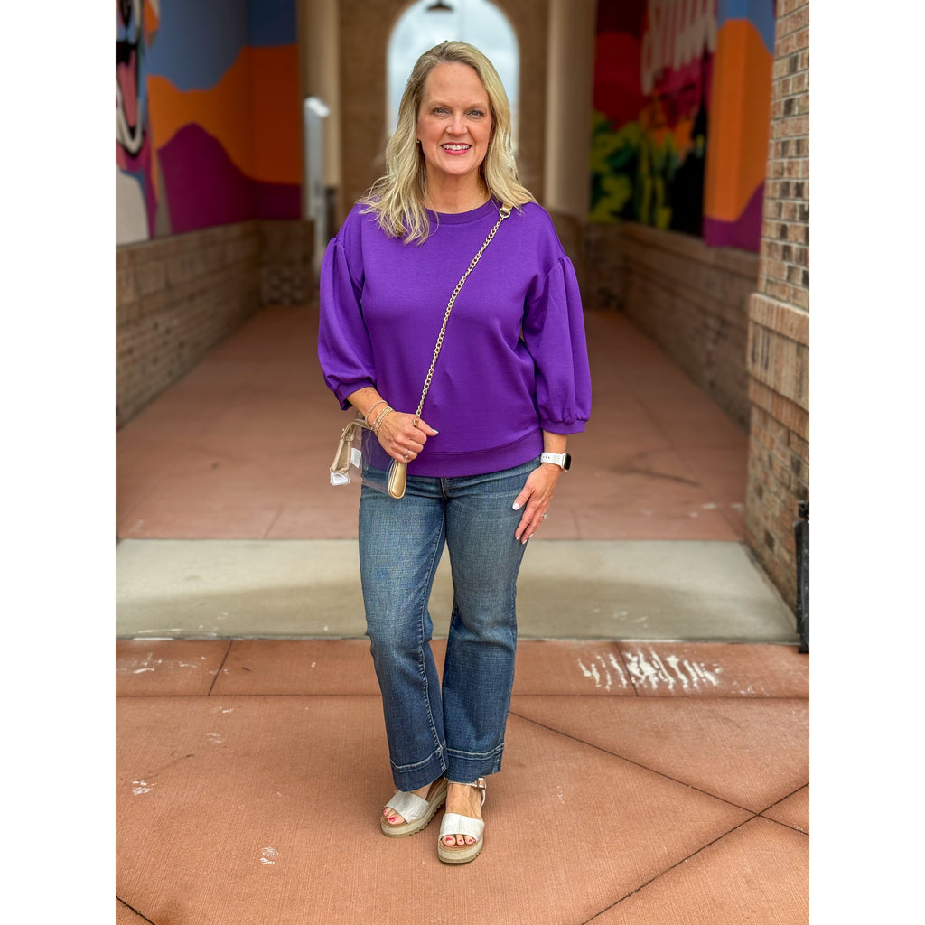 Vienna Peasant Sleeve Sweatshirt - Purple