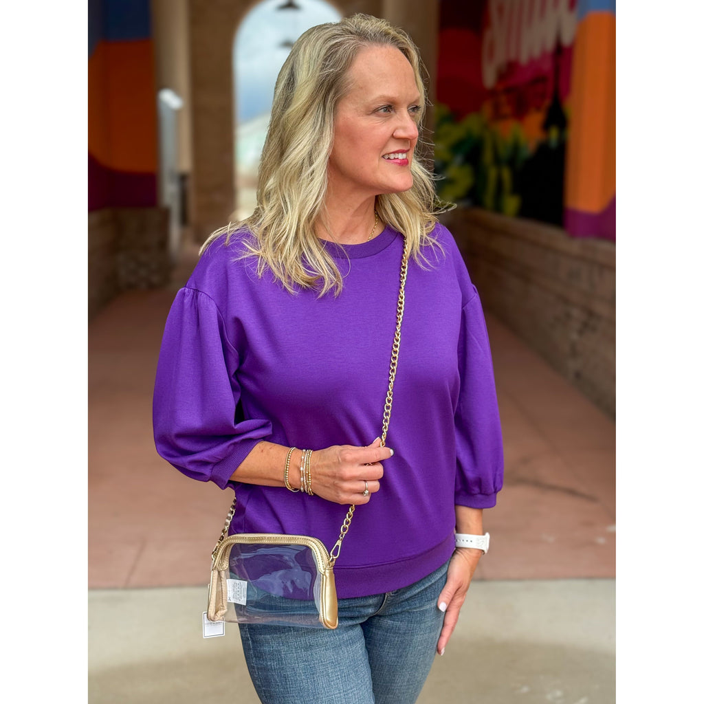 Vienna Peasant Sleeve Sweatshirt - Purple