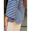Romy Wide 3/4 Sleeves Stripe Top with Lace Accent - Navy