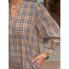 Scottie Plaid Dress with 3/4 Length Sleeves - Taupe