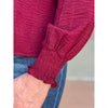 Tammy Split V Neck Long Sleeve Blouse - Burgundy