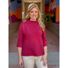 Kathryn Mock Neck Bell Sleeve Sweater - Berry Red