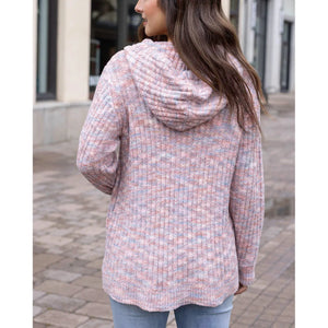 Grace and Lace Cloud Ribbed Hoodie - Blush Mélange