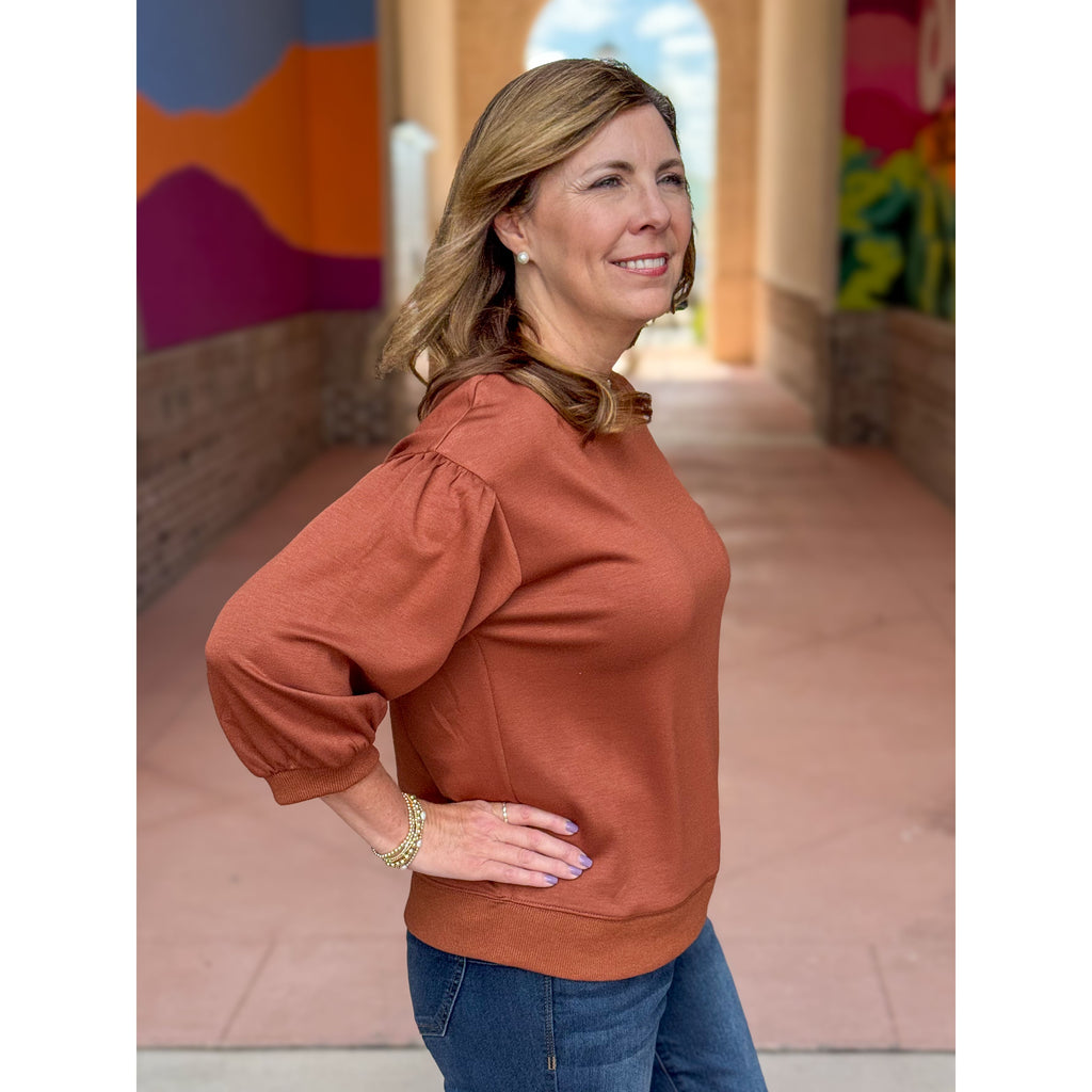 Vienna Peasant Sleeve Sweatshirt - Toffee