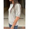 Patricia Braided Neck Detail Short Sleeve Sweater - Gray