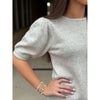 Patricia Braided Neck Detail Short Sleeve Sweater - Gray