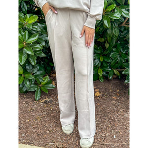Marcella Modal Pintuck Straight Pant - Mocha Cream