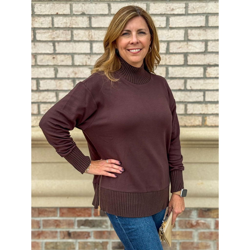 Z Supply Sable Rib Sweatshirt - Chocolate Terry