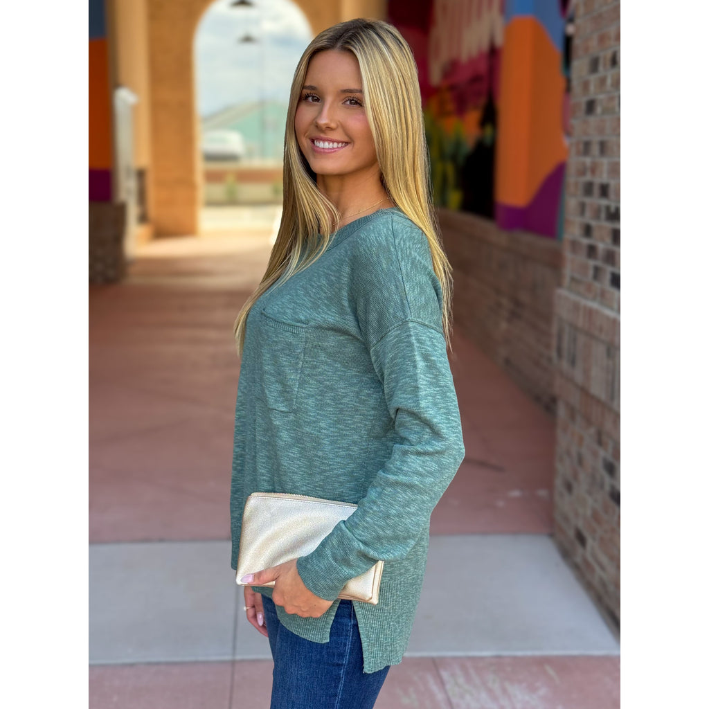 Harper Slub Yarn Sweater - Spruce