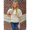 Christine Short Sleeve Cable Knit Sweater Top - Pearl