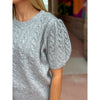 Christine Short Sleeve Cable Knit Sweater Top - Heather Grey