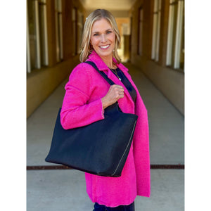 Liverpool Los Angeles Long Sleeve Open Front Sweater Coat - Deep Raspberry Pink